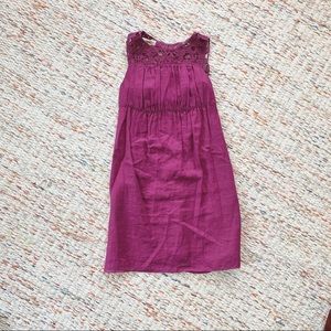 Max Studio Crochet Collar Empire Waist Linen Dress